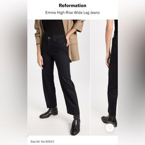 Reformation Emma High Rise Wide Leg Jeans size 30 black